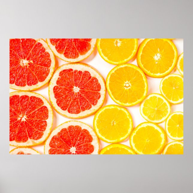 Gradient color citrus slices on white backgroundab poster (Front)