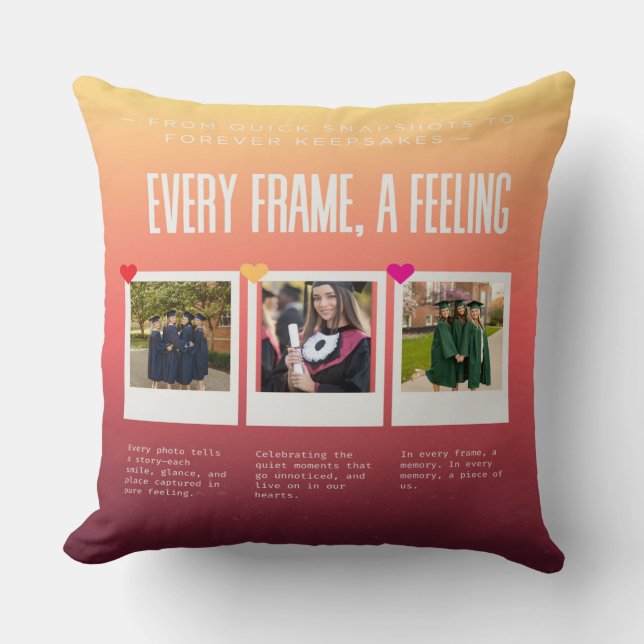 Gradient Colour Graduation Memories Collage Cushion (Front)