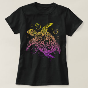 Gradient Colour Sea Turtle Drawing, Sea Turtle T-Shirt