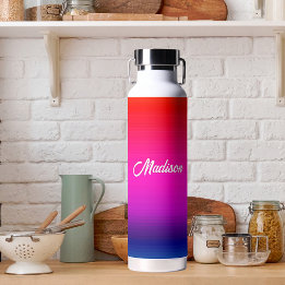 Gradient Colour Sunset Blend Your Name Water Bottle