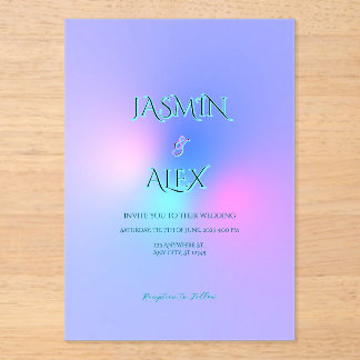 Gradient Colour Transparent Wedding Invitation