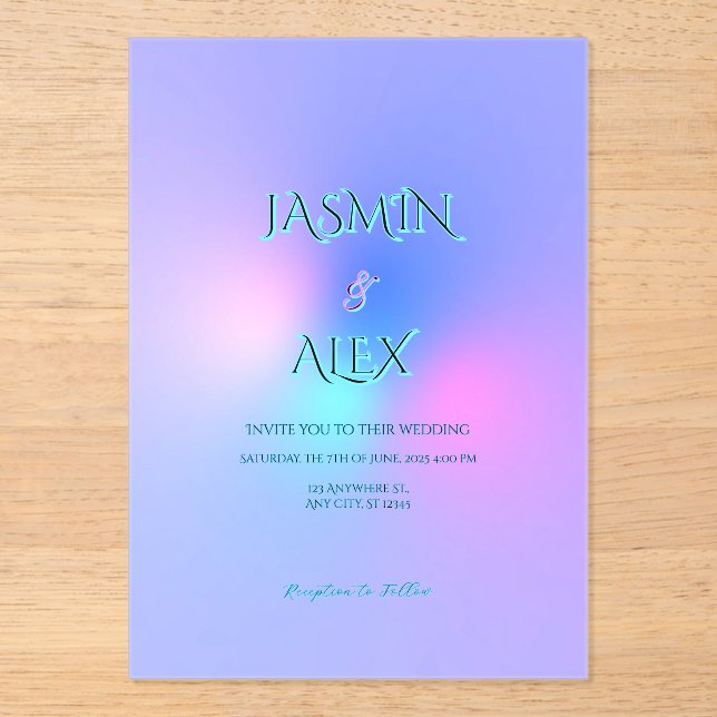 Gradient Colour Transparent Wedding Invitation (Front)