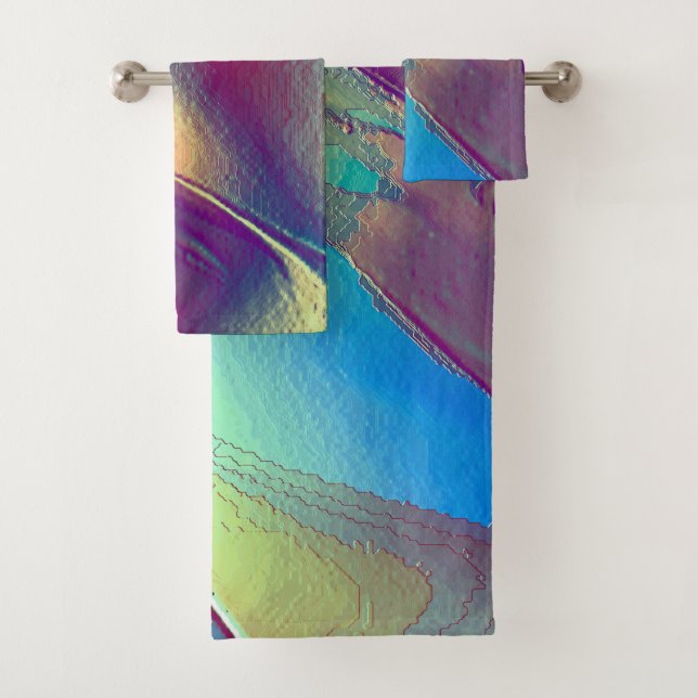 Gradient coloured rocky dune with soft bright bath towel set (Insitu)