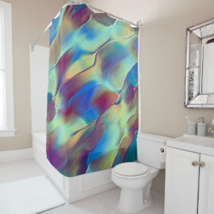 Gradient coloured rocky dune with soft bright shower curtain