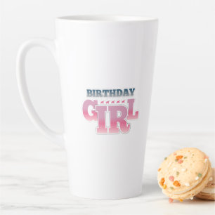 Gradient colourful pink birthday girl latte mug