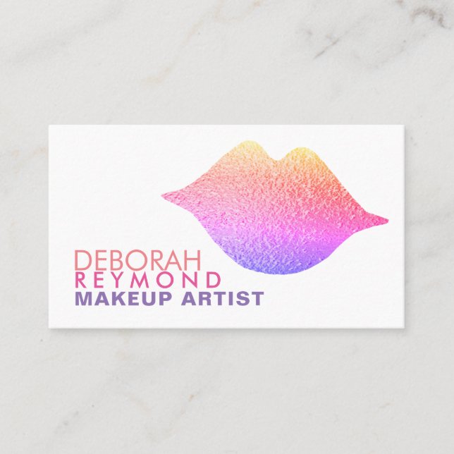 gradient colours lips beauty makeup white business card (Front)