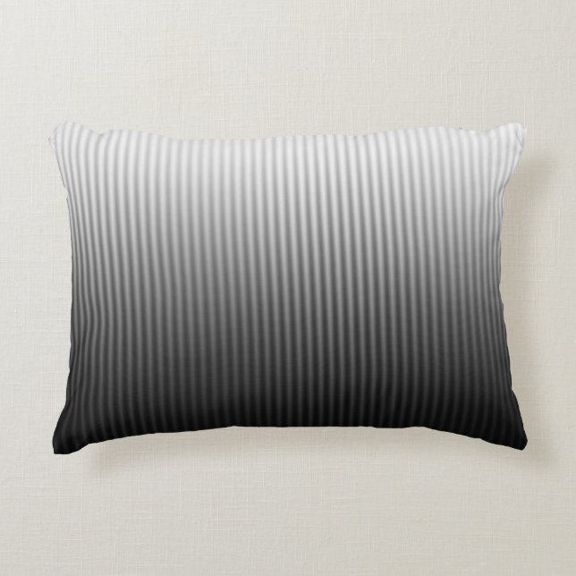 Gradient Cool Stylish Trendy Black & White Stripes Decorative Cushion (Front)