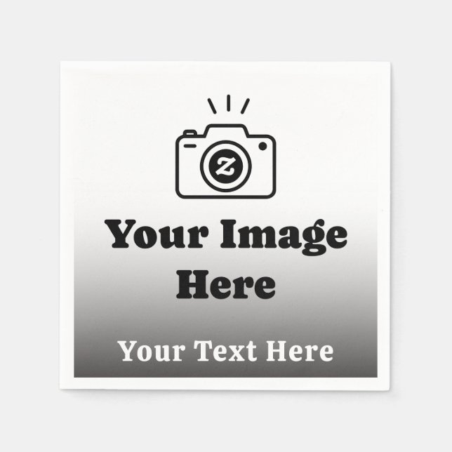 Gradient Custom Text and Image  Napkin (Front)