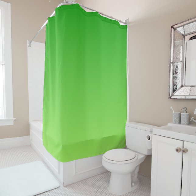 Gradient Dark Green to Light Green Shower Curtain (In Situ)