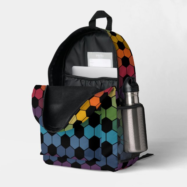 Gradient Earthy Rainbow Soccer Ball print Printed Backpack (Back Corner Right (Open))