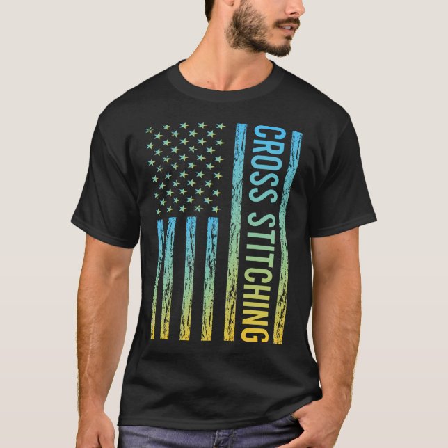 Gradient Flag 01 Cross Stitching T-Shirt (Front)