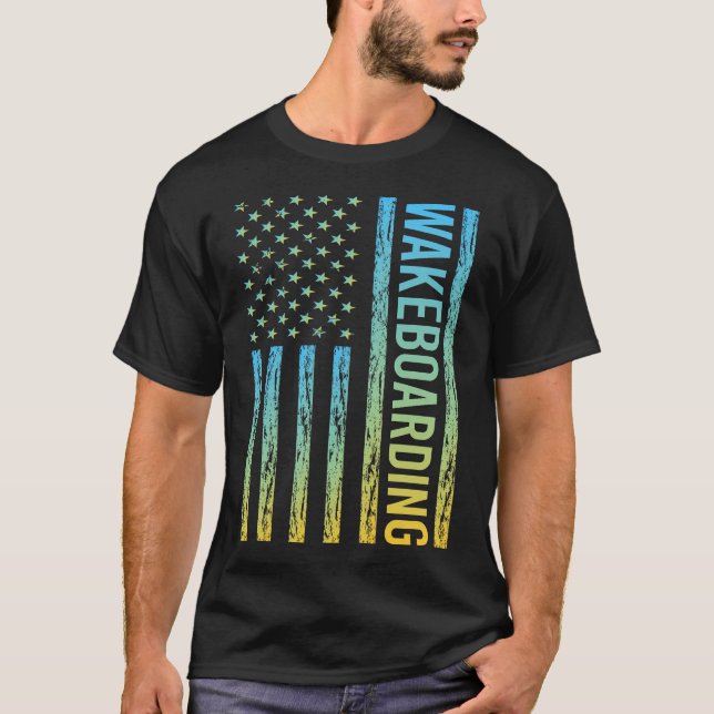 Gradient Flag 01 Wakeboarding Wakeboard Wakeboarde T-Shirt (Front)