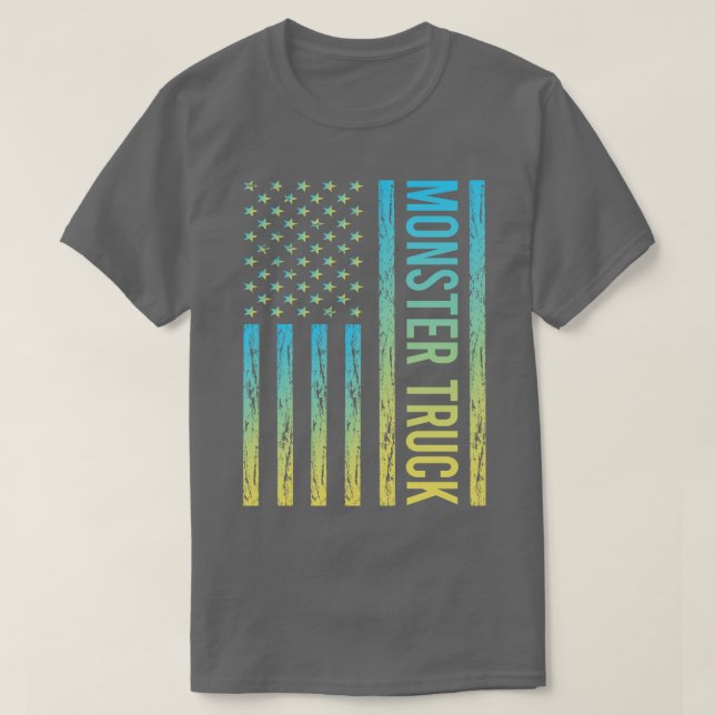 Gradient Flag 02 Monster Truck Trucks T-Shirt (Design Front)