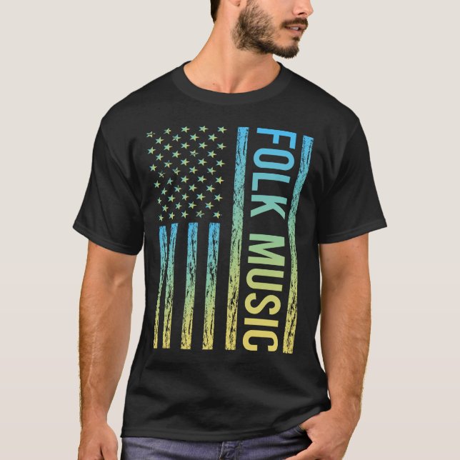 Gradient Flag Folk Music T-Shirt (Front)