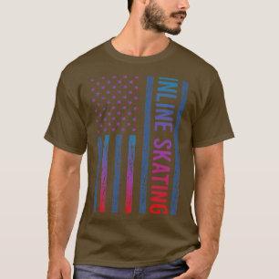 Gradient Flag Inline Skating Skate Skater T-Shirt