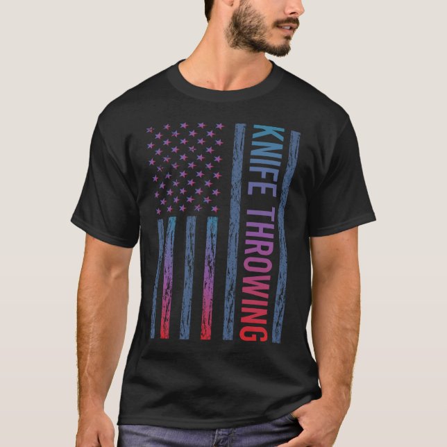 Gradient Flag Knife Throwing Knives T-Shirt (Front)