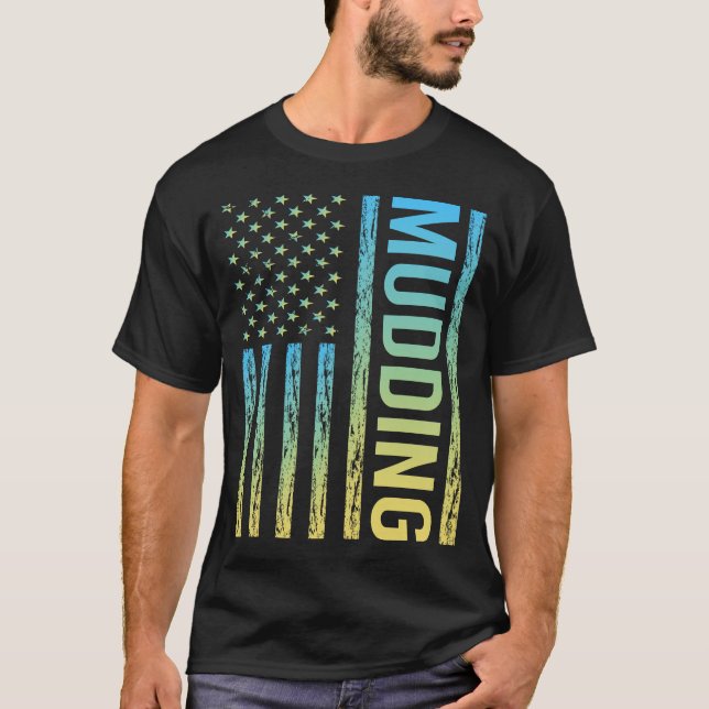 Gradient Flag Mudding Mud Bogging T-Shirt (Front)