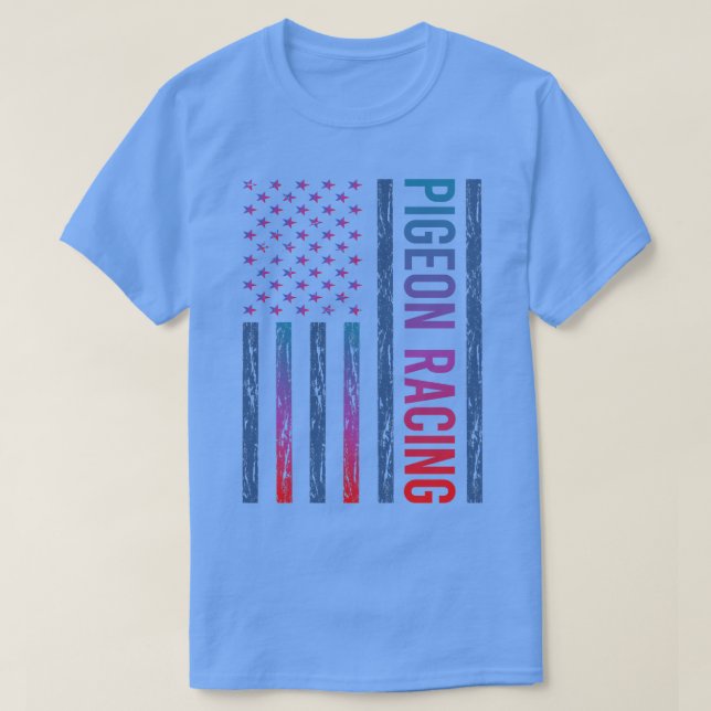 Gradient Flag Pigeon Racing Race T-Shirt (Design Front)