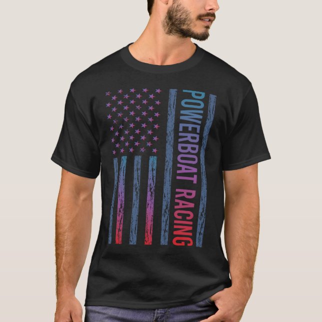 Gradient Flag Powerboat Racing T-Shirt (Front)