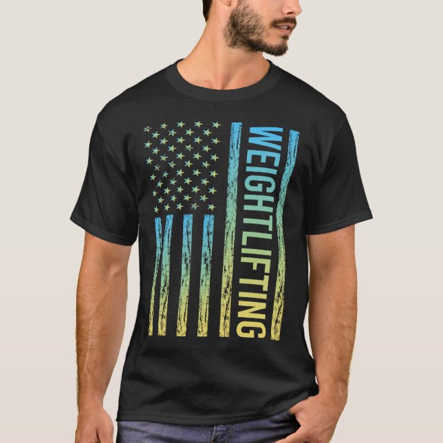 Gradient Flag Weightlifting Lifting T-Shirt (Front)