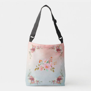 Gradient Floral Arrangement with Roses and Petals Crossbody Bag