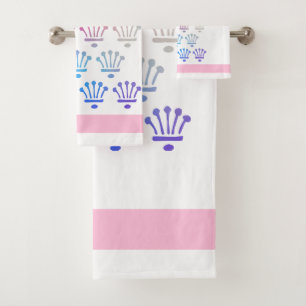Gradient Floral Crowns Pink Gift Bath Towel Set 