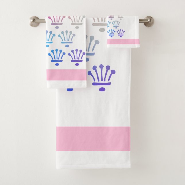 Gradient Floral Crowns Pink Gift Bath Towel Set  (Insitu)