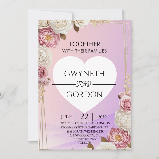 Gradient Floral Wedding Invitation (Front)