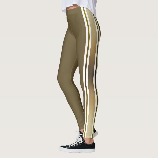 Gradient Gold And White Stripes Leggings (Left)