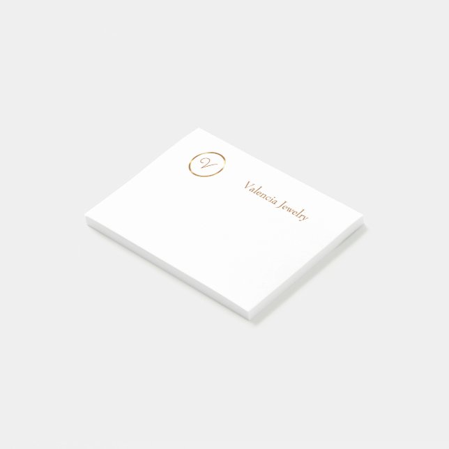Gradient gold circle custom business logo post-it notes (Angled)
