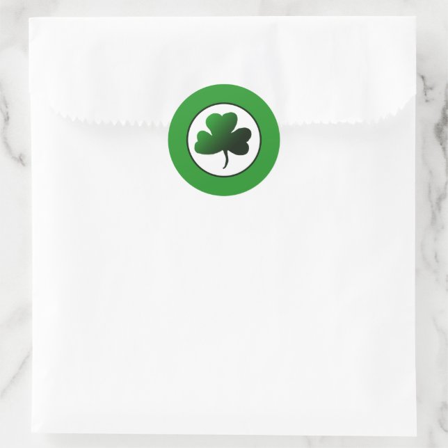 Gradient Green Shamrock Classic Round Sticker (Bag)