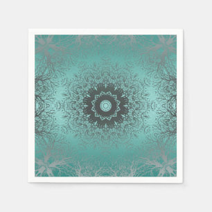 Gradient green silk arabic ornamental decoration m napkin