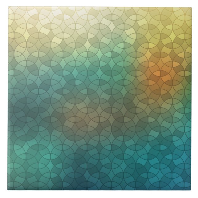 Gradient green yellow circles geometric pattern tile (Front)