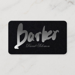 Gradient Grey Barber Typography Premium Black Business Card