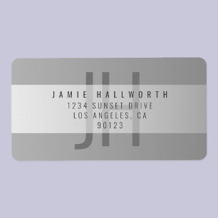 Gradient Grey   Monogrammed Return Address Label