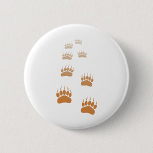 Gradient Grizzly Bear Paw Print 6 Cm Round Badge