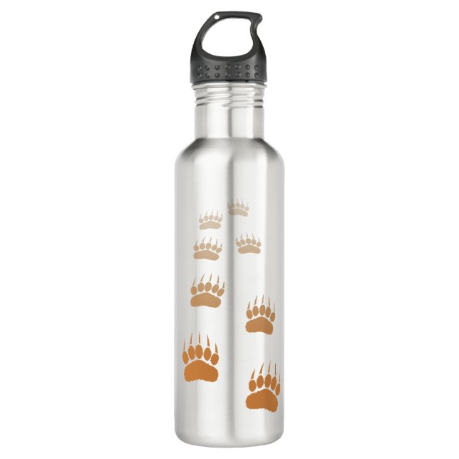 Gradient Grizzly Bear Paw Print 710 Ml Water Bottle (Front)