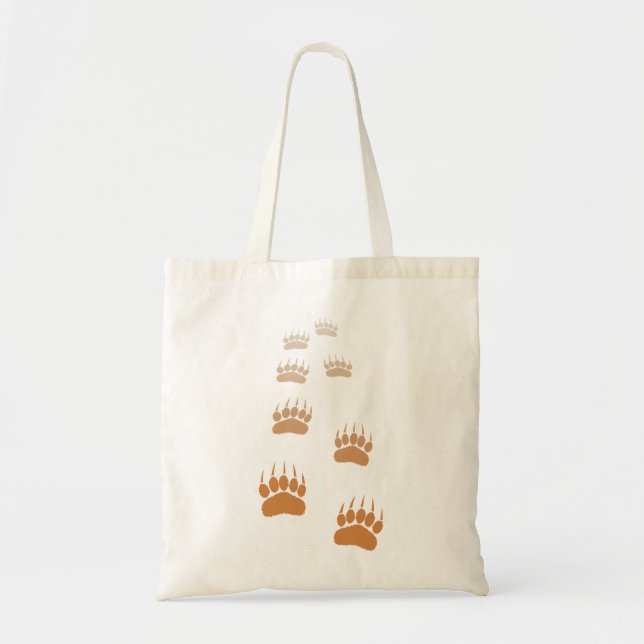 Gradient Grizzly Bear Paw Print Tote Bag (Front)