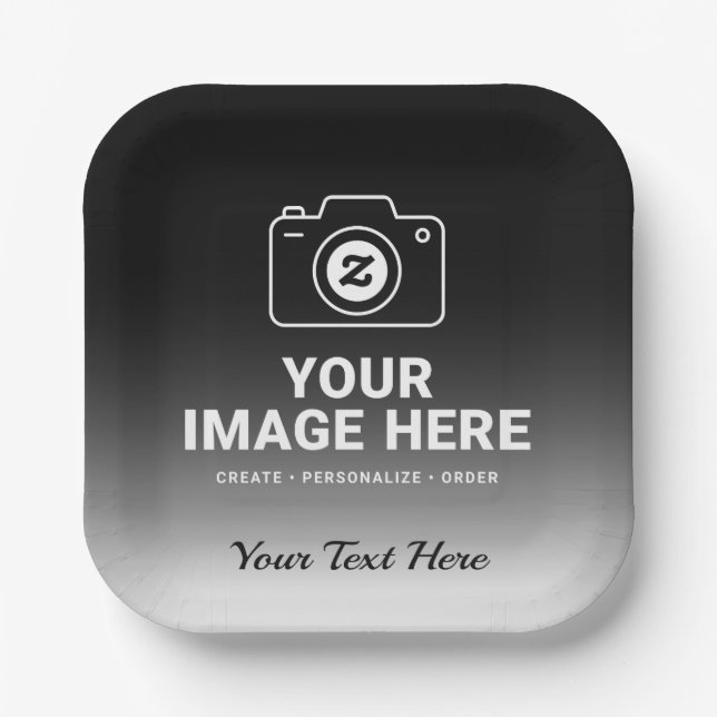 Gradient Image and Text Paper Plate (Front)