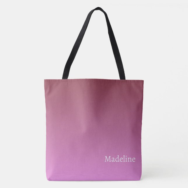 Gradient light to dark tone pink tote bag (Front)