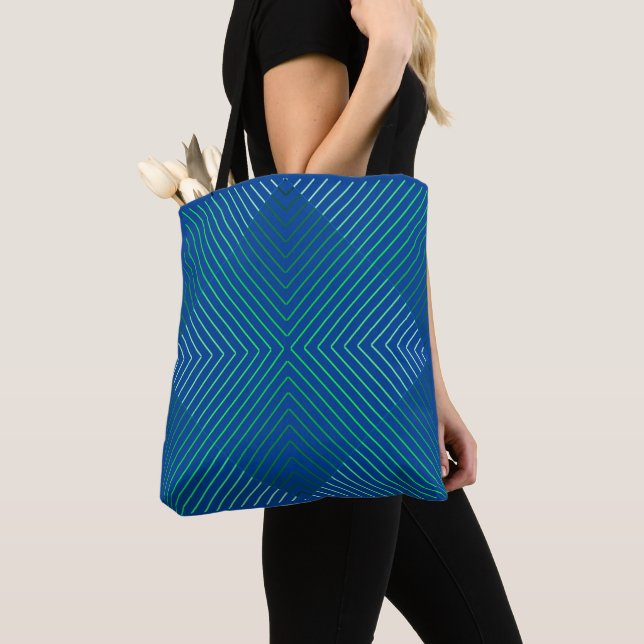 Gradient lines pattern 01.Green Blue BG Tote Bag (Close Up)