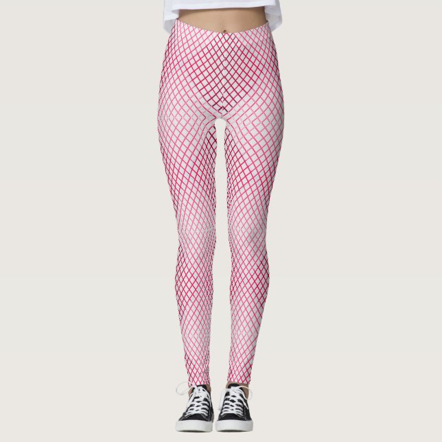 Gradient lines pattern 02 Pink Offwhite BG Leggings (Front)