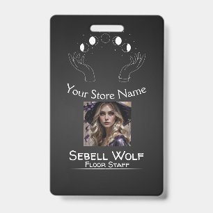 Gradient Moon Phase Employee Badge ID Badge