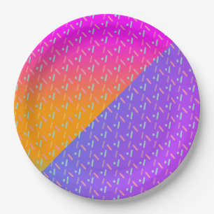 Gradient Neon and Sprinkles Dessert Party Paper Plate