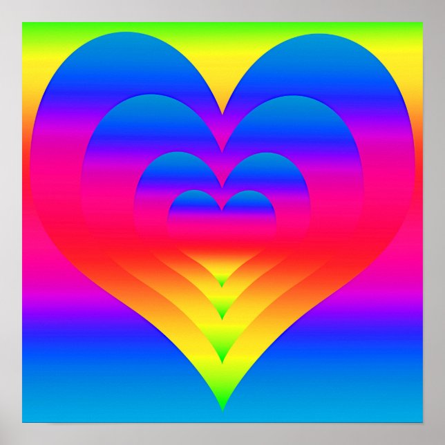 Gradient Nested Rainbow Hearts Poster (Front)