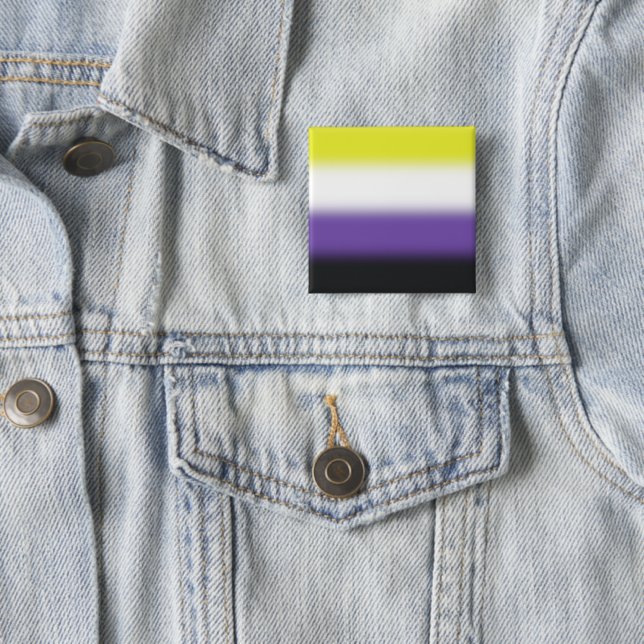 Gradient Nonbinary Pride Flag – Nonbinary Flag 15 Cm Square Badge (In Situ)