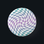 Gradient Ombre Blue Lilac Warped Check Chequered 3 Cm Round Badge<br><div class="desc">Perfect warped chequered design pillow in pastel colours,  full of great vibes. Modern warped checkers pattern. This nice retro psychedelic design takes you to the wonderland. Warped checks in pastel colours. Twirl and swirl checks,  chequered pastel pattern</div>