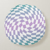 Gradient Ombre Blue Lilac Warped Check Chequered  