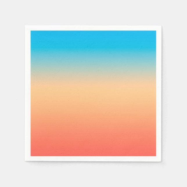Gradient ombre coral blush beige blue soft blurred napkin (Front)