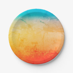Gradient ombre coral blush beige blue soft blurred paper plate